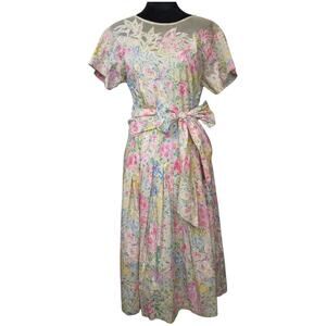 Vintage Compositions Womens Dress Small Pink Floral Lagenlook CottageCore Boho